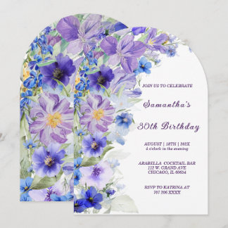 Geburtstagsfrau mit Wildblumen Einladung