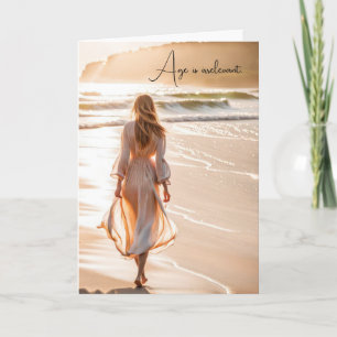 Geburtstagsfrau Spazieren am Strand Karte