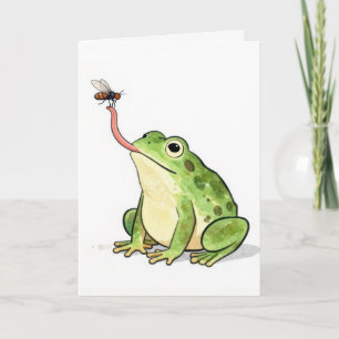 Geburtstagsfrosch beim Fliegenfangen Karte