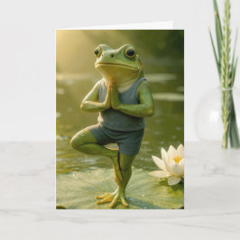Geburtstagsfrosch in einer Yogabaum-Pose Karte
