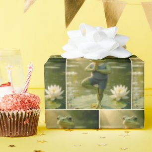 Geburtstagsfrosch in Yoga-Position Geschenkpapier