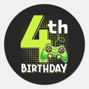 GeburtstagsGamer 4 Jahre Alte Funny Video Game Boy Runder Aufkleber