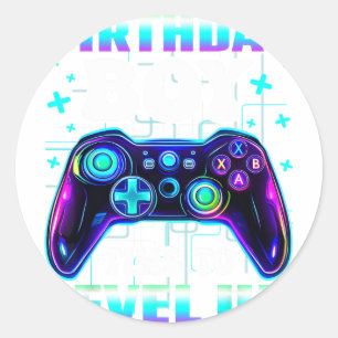 Geburtstagsgamer-Junge-Controller Zeit zum Levelau Runder Aufkleber