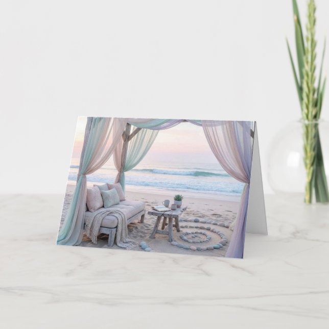 Geburtstagsgartenpavillon am Meer mit Couch Karte (Vorderseite)