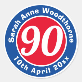 Geburtstagsgedenken mit Name, Alter und Datum Runder Aufkleber