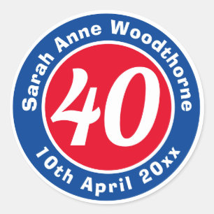 Geburtstagsgedenken mit Name, Alter und Datum Runder Aufkleber