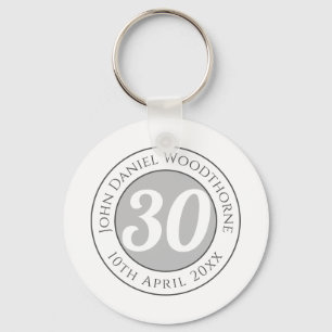Geburtstagsgedenken mit Name, Alter und Datum Schlüsselanhänger