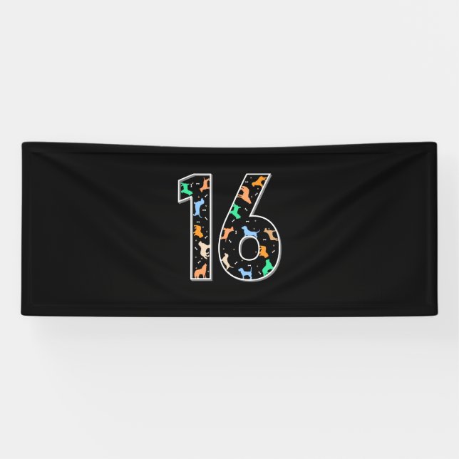 Geburtstagsgeschenk | 16. Geburtstag mit Hund Banner (Horizontal)