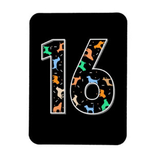 Geburtstagsgeschenk 16. Geburtstag mit Hund Magnet