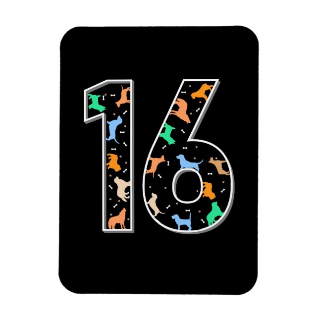 Geburtstagsgeschenk | 16. Geburtstag mit Hund Magnet (Vertikal)