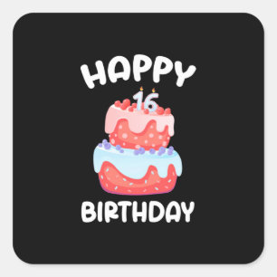 Geburtstagsgeschenk Alles Gute zum 16. Geburtsta Quadratischer Aufkleber
