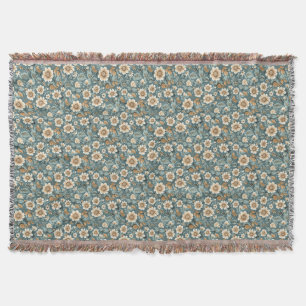 Geburtstagsgeschenk Aquamarines und Beige Blumen Decke