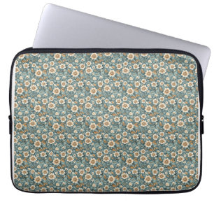 Geburtstagsgeschenk Aquamarines und Beige Blumen Laptopschutzhülle