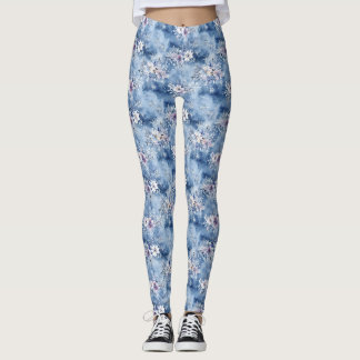 Geburtstagsgeschenk | Aquarellblume mit Schneefloc Leggings