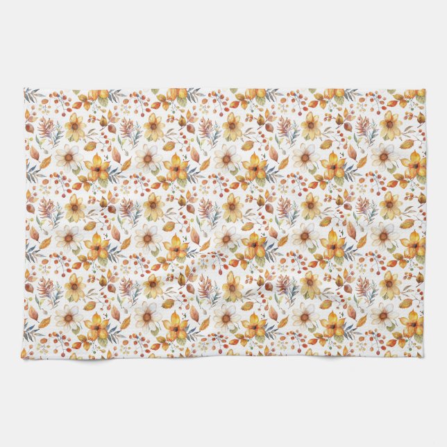 Geburtstagsgeschenk | Aquarellfarben Herbst Geschirrtuch (Horizontal)