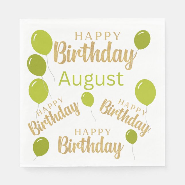 Geburtstagsgeschenk August Geburtstag Papa Napkin Serviette (Vorderseite)
