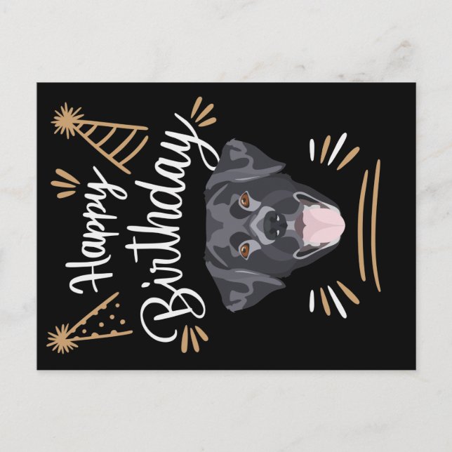 Geburtstagsgeschenk Black Labrador Postkarte (Vorderseite)