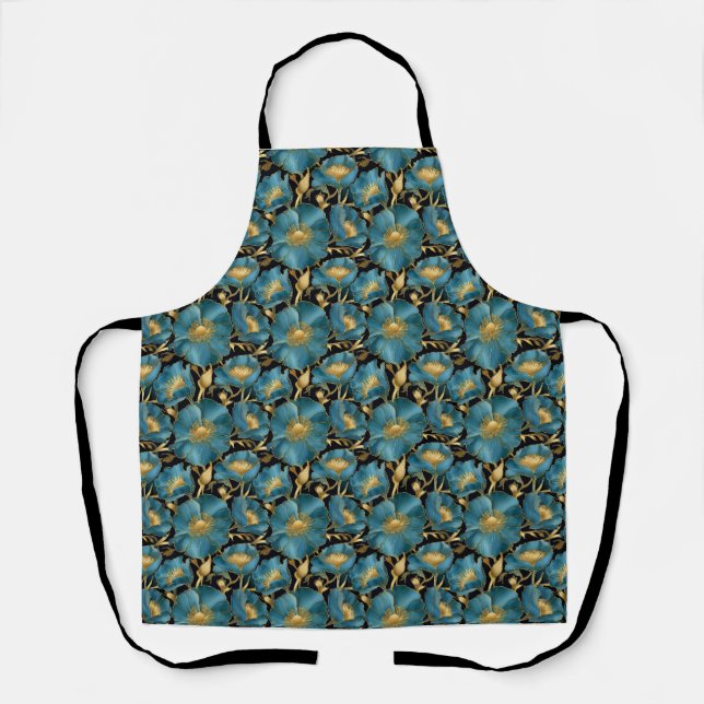 Geburtstagsgeschenk | Blau und Gold Schürze (Vorderseite)