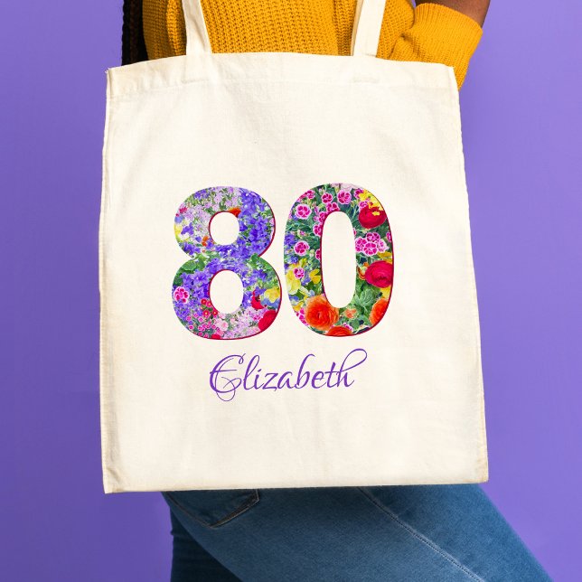 Geburtstagsgeschenk - Blumenname 80 Jahre Tragetasche (Von Creator hochgeladen)