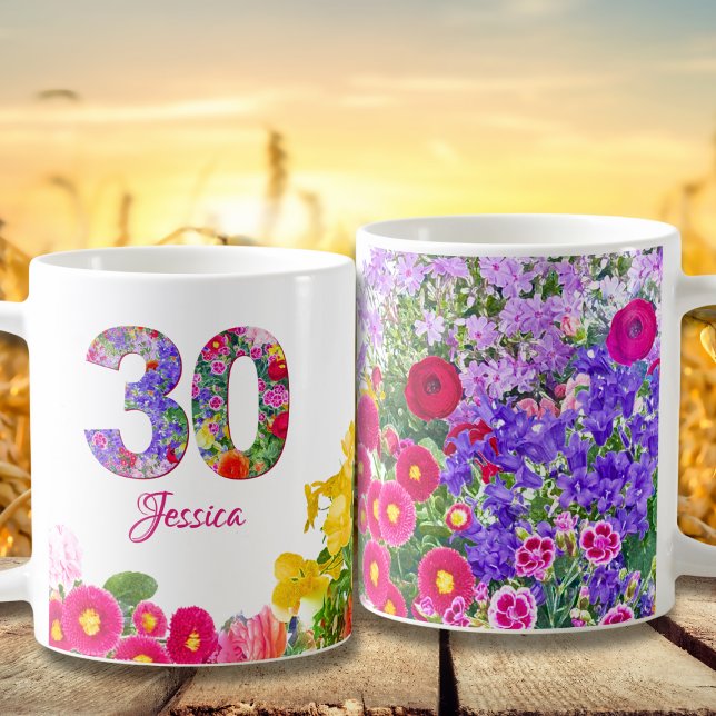 Geburtstagsgeschenk - Blumennummer 30 Jahre Kaffeetasse (Von Creator hochgeladen)