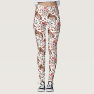 Geburtstagsgeschenk   Blüten und Vögel mit Truthüh Leggings