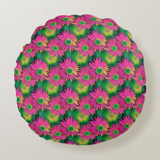 Geburtstagsgeschenk | Farbige Daisy Blume Rundes Kissen