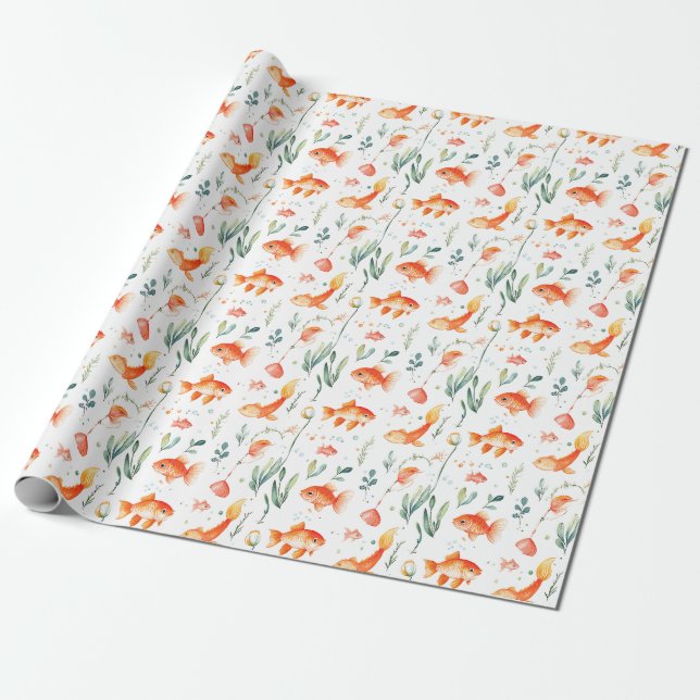Geburtstagsgeschenk | Fisch den ganzen Tag Geschenkpapier (Ungerollt)