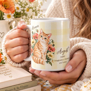 Geburtstagsgeschenk für Brautjungfer mit Nelke und Kaffeetasse