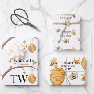 Geburtstagsgeschenk für eine zweijährige Biene Geschenkpapier Set