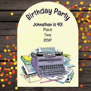 Geburtstagsgeschenk für Schriftsteller Retro Lila  Acryleinladungen