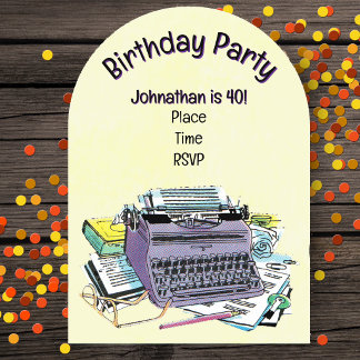 Geburtstagsgeschenk für Schriftsteller Retro Lila Acryleinladungen
