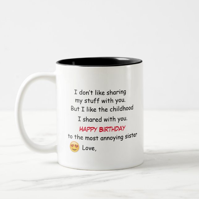 Geburtstagsgeschenk für Schwester - Tasse (Links)