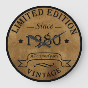 Geburtstagsgeschenk im Vintage-Stil, Jahrgang 1980 Große Wanduhr
