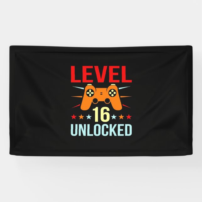 Geburtstagsgeschenk | Level 16 Unlock Gamer Banner (Horizontal)