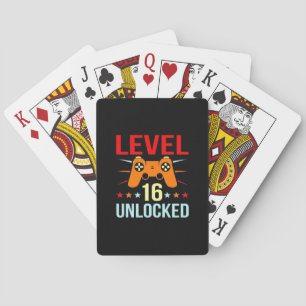 Geburtstagsgeschenk Level 16 Unlock Gamer Spielkarten