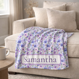 Geburtstagsgeschenk Lila Blumen Personalisierter N Fleecedecke