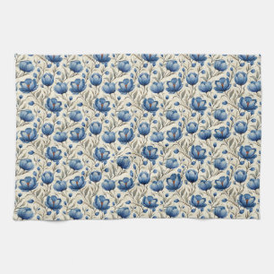 Geburtstagsgeschenk Nahtlose blaue Flora Geschirrtuch