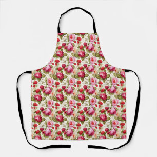 Geburtstagsgeschenk Nahtlose rosa Rose und Himbe Schürze