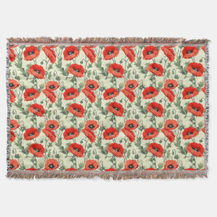 Geburtstagsgeschenk Nahtlose Rote Mohnblume Decke