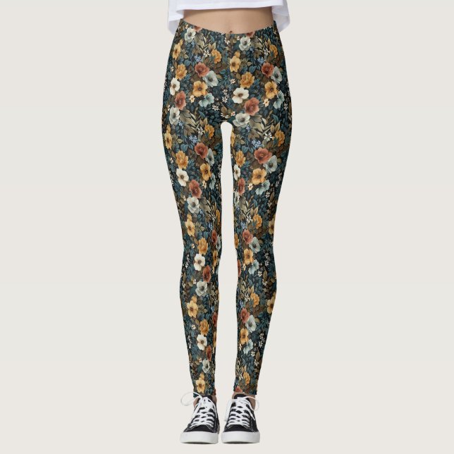 Geburtstagsgeschenk | Nahtloses Blumenmuster Leggings (Vorderseite)