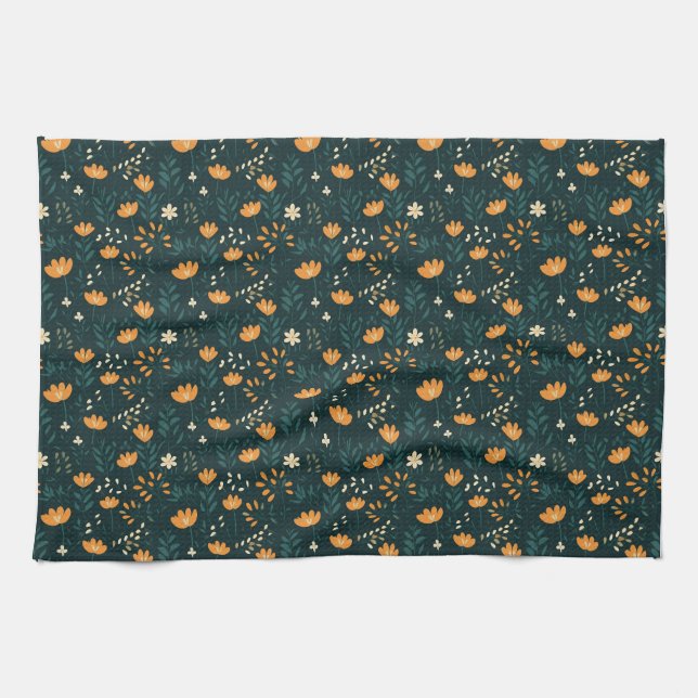 Geburtstagsgeschenk | Orange Floral Geschirrtuch (Horizontal)