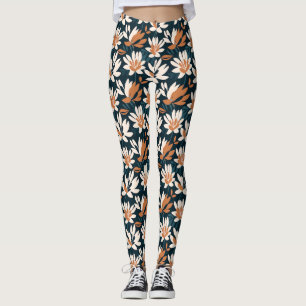 Geburtstagsgeschenk Orange und Weiße Blumen Leggings