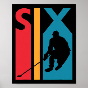 Geburtstagsgeschenk Sechs Vintager Hockey Geburtst Poster