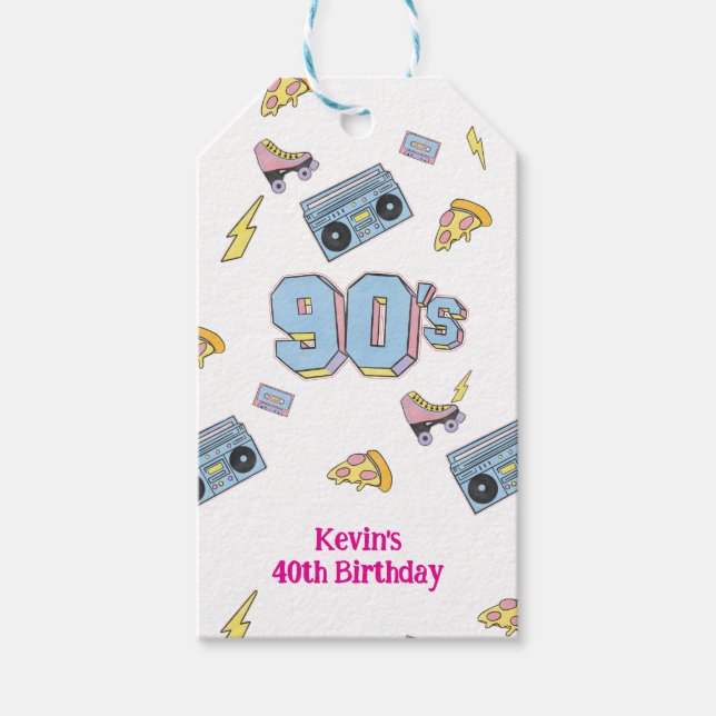 Geburtstagsgeschenk-Tag von Funky 90 Geschenkanhänger (Vorderseite)