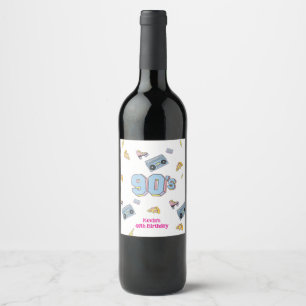 Geburtstagsgeschenk-Tag von Funky 90 Weinetikett