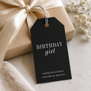 Geburtstagsgeschenk-Tags für Mädchen Schwarzes G Geschenkanhänger