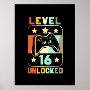 Geburtstagsgeschenk Vintage Stufe 16 unverschlos Poster