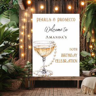 Geburtstagsgeschenk von Perlen und Prosecco Poster