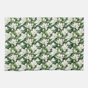 Geburtstagsgeschenk Weiße Magnolische Blume Naht Geschirrtuch