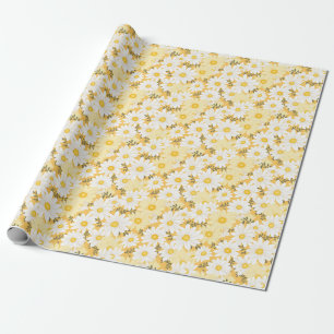 Geburtstagsgeschenk Weiße und gelbe Daisy Geschenkpapier